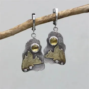 Náušnice Kulaté visací náušnice zelený kámen vintage | dámské šperky 2 ks