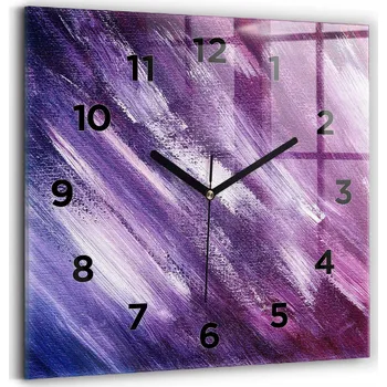 Hodiny Čtvercové Skleněné Nástěnné Hodiny do Obýváku Textura akrylové barvy 30x30 cm