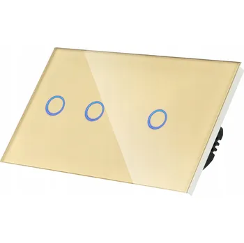 vypínač DOTYKOVÝ SPÍNAČ SVĚTLA DVOJITÝ ZLATÝ SKLENĚNÝ PRO 2 ZÁSUVKY 2G1G