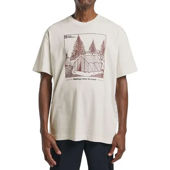 Pánské tričko tričko Jack Wolfskin Freeroamer - Tent Cotton White M