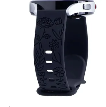 Řemínek na hodinky Silikonový řemínek - Květinový černý, 18 mm