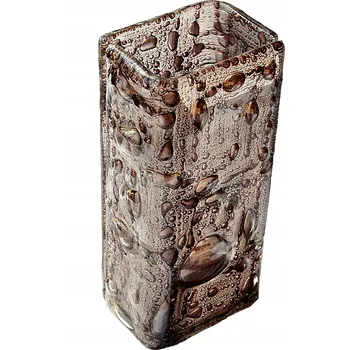 Váza Ručně vyrobená hnědá skleněná váza, hranatá, 20 cm