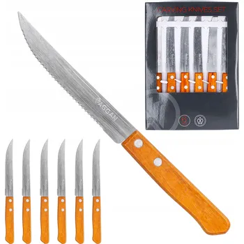 Sada nožů na steaky 6 ks nerezová ocel pro grilování masa v kuchyni 21 cm