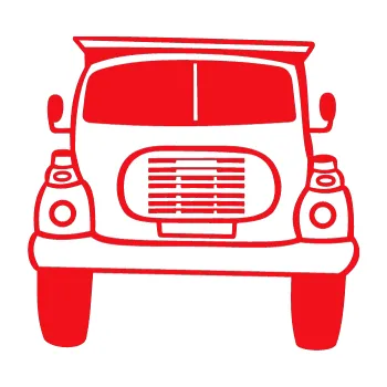 Polep vozidla SAMOLEPKA Nákladní auto karikatura (10 - červená) NA AUTO, NÁLEPKA, FÓLIE, POLEP, TUNING, VLASTNÍ TEXT, TISK, AUTOSAMOLEPKY.cz, POLEPY, OBRÁZEK, LOGO, SAMOLEPKY