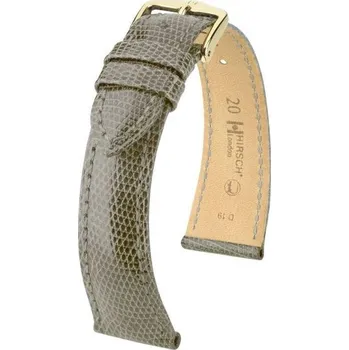 Řemínek na hodinky Řemínek Hirsch London Lizard - šedý, lesk - 14 mm - M – Střední délka - 12 mm - Rose Gold + 5 let záruka a dárek ZDARMA