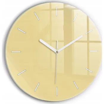 Hodiny Moderní skleněné nástěnné hodiny s potiskem Krémové kulatý, průměr 30 cm