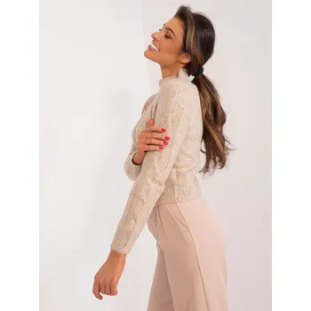 Dámský svetr Mayflies Dámský pletený svetr s rolákem Barva: Béžová, Velikost: L