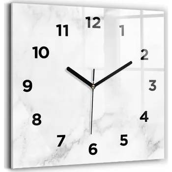 Hodiny Minimalistické Skleněné Nástěnné Hodiny S Potiskem Elegantní mramor 30x30 cm