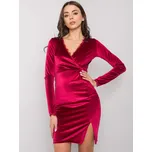 Vínové přiléhavé mini šaty s rozparkem RV-SK-7343.29X-bordo Velikost: M