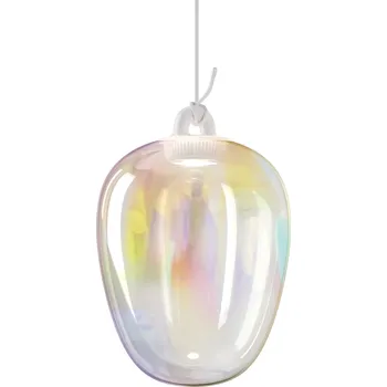 Lodes Obló medium, závěs z foukaného skla Rainbow, 1x7W LED 2700K, Ø20,6x29,6cm
