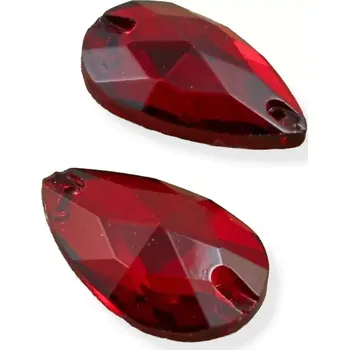 Materiál na výrobu šperku Skleněný kabošon našívací kapka červená - 1 ks
