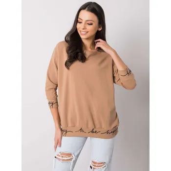 Dámská mikina Světle hnědá dámská mikina s nápisy RV-BL-5978.06P-camel Velikost: ONE SIZE