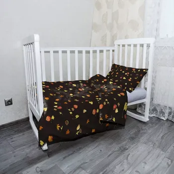 Povlečení Sablio Mikroplyšové povlečení do dětské postýlky Podzim na černé - 120x90 / 40x60