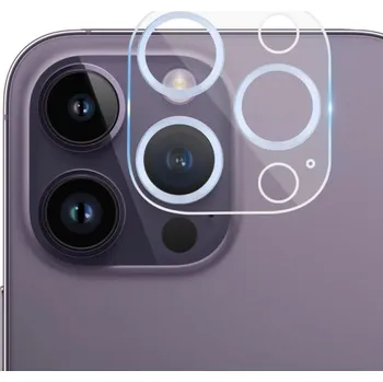 Tvrzené sklo s kovovými rámečky k ochraně čoček fotoaparátu pro iPhone 14 Pro / 14 Pro Max - modré