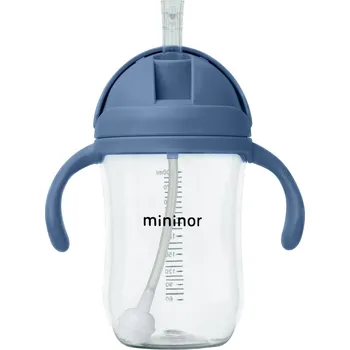 Kojenecká láhev MININOR Lahev s brčkem Tritan 330 ml Blue Whale