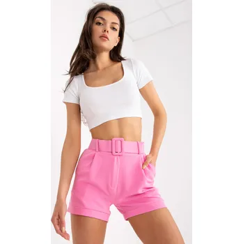 Dámské kraťasy Růžové elegantní šortky s páskem -DHJ-SN-15776.01P-pink Velikost: XL