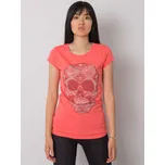 Červené dámské tričko s motivem lebky EM-TS-ES-21-532.18-coral Velikost: S