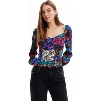 Dámská móda Halenka Desigual Patch Flowers negro velikost XS