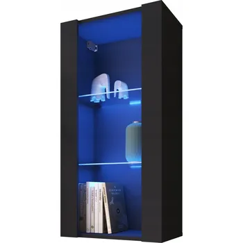 Knihovna Komodee Tivoli Závěsná Vitrína Vertical 100 Černá Modrá LED
