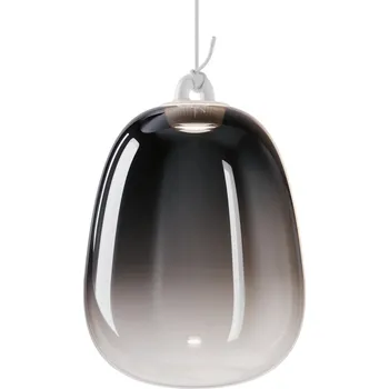 Lodes Obló large, závěs z kouřového foukaného skla, 1x7W LED 3000K, Ø24,5x34,7cm