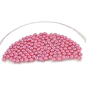Korálek Korálky skleněné rokajl Matubo SuperDuo perleť růžová- sáček