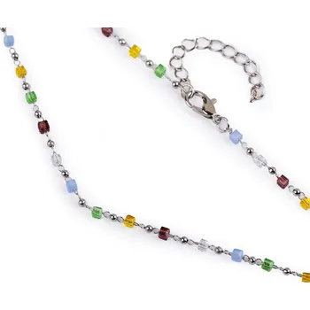 Náhrdelník Náhrdelník z nerezové oceli se skleněnými korálky a perlami