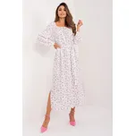 Bílé květinové midi šaty LK-SK-509318.74-white-pink Velikost: S/M