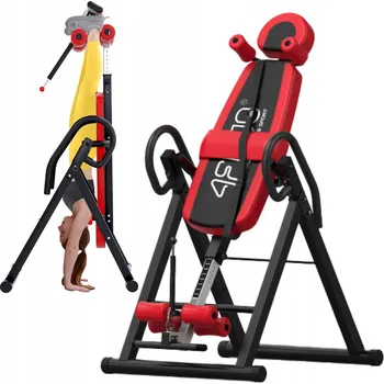 Posilovací lavice Gravitační lavice nastavitelná 4FIZJO červeno-černá pro cvičení