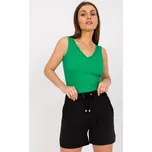 Zelený žebrovaný top s krajku -RV-TP-7983.67P-green Velikost: S