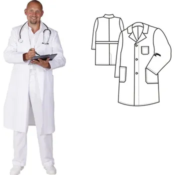 Zdravotnický oděv (0050) plášť pánský dlouhý rukáv prop. fazónka - bílá - 50/182