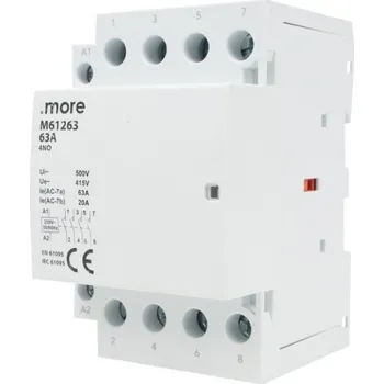 Stykač Modulární stykač na 3-fázovou lištu 2P 63A 230V AC 4Z 0R/4NO 0NC MORE ECOLIGHT
