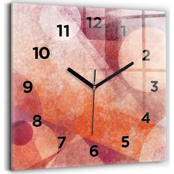 Hodiny Čtvercové Skleněné Nástěnné Hodiny do Obýváku Geometrická abstrakce 30x30 cm