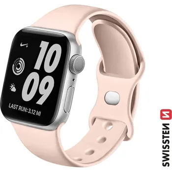 Řemínek na hodinky Swissten ŘEMÍNEK PRO APPLE WATCH SILIKONOVÝ 42 / 44 / 45 / 49 MM PÍSKOVĚ RŮŽOVÝ