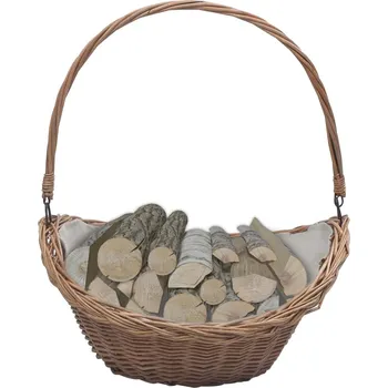 Koš na dřevo s uchem 57 x 46,5 x 52 cm hnědý vrba