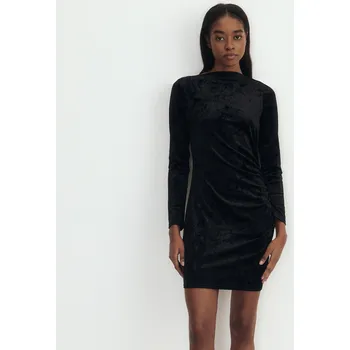 Dámské šaty Reserved - Velurové šaty s řasením - černý - 6765B-99X - 6765B-99X-M-2