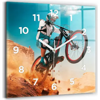 Hodiny Skleněné nástěnné hodiny do moderního interiéru Kaskadér a adrenalin 30x30 cm