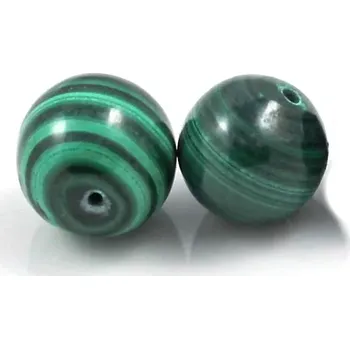 Drahý kámen Malachit korálky 11–12mm – 1 ks