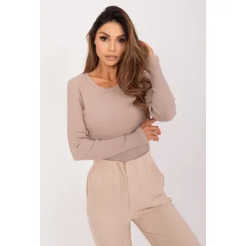 Dámské tričko Tmavě béžové tričko s dlouhým rukávem RV-BZ-9112.48P-dark beige Velikost: ONE SIZE