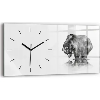Hodiny Moderní skleněné nástěnné hodiny s potiskem 60x30 cm - Kreslený medvěd