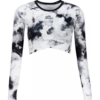 Dámské tričko Dámský funkční crop top s dlouhým rukávem premium ALTISPORT VOJ/ALW066TR04 BÍLOČERNÁ XXL