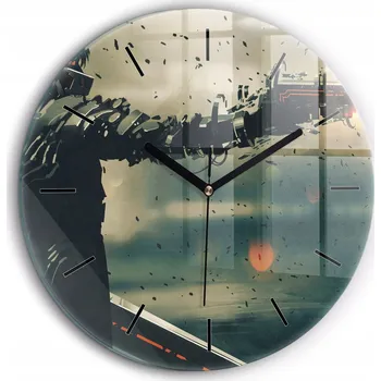 Hodiny Moderní skleněné nástěnné hodiny Smrtelná zbraň černé ručičky průměr 60 cm