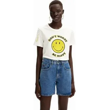 Pánské tričko Tričko Desigual More Smiley blanco velikost XXL