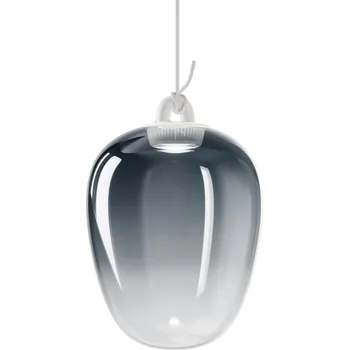 Lodes Obló medium, závěs z modrého foukaného skla, 1x7W LED 3000K, Ø20,6x29,6cm