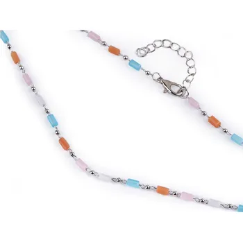 Šperk Náhrdelník z nerezové oceli se skleněnými korálky