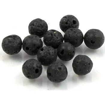 Drahý kámen Lávové černé pr. 6 mm - 10 ks