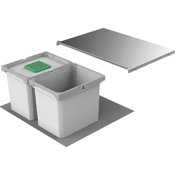Odpadkový koš Cox® Box 275 K/600-2, odpadkový koš pro stávající výsuvy, s bio víkem, světle šedá