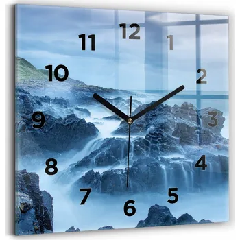 Hodiny Minimalistické Čtvercové Skleněné Hodiny Nástěnné Maják 30x30 cm