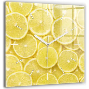 Hodiny Velké Skleněné Hodiny s Obrazem Tiché Nástěnné Do Kanceláře Ložnice - Plátky Citronu