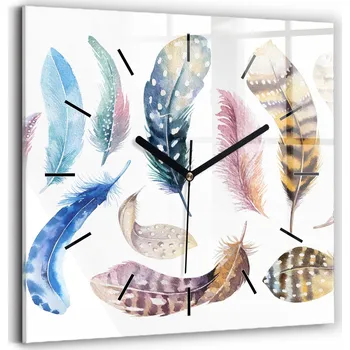 Hodiny Skleněné nástěnné hodiny do kanceláře S Potiskem Retro ilustrace 30x30 cm