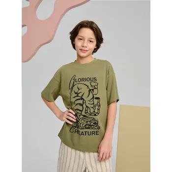 Sinsay - Tričko s krátkým rukávem - olivová - 206DR-81X - 206DR-81X-170